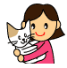 猫を抱く女性イラスト